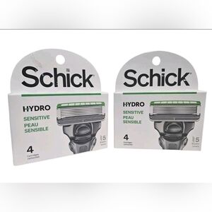 Lot Of 2 Schick Hydro 5 Sensitive Razor Blade Refills Men 8 Cartridges Total